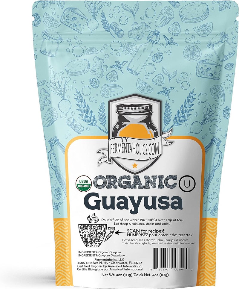 Fermentaholics Organic Guayusa Tea – 4 oz – USDA Certified Organic Loose Leaf – OU Kosher - Image 1
